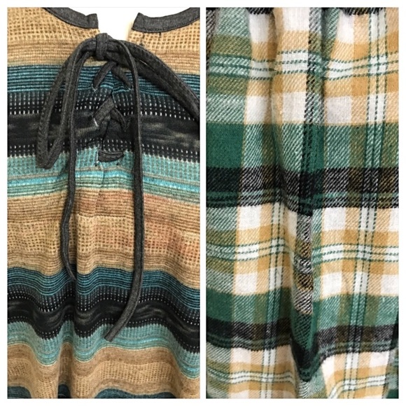 Adorable Plaid & Striped Tunic Top Small - Picture 8 of 8
